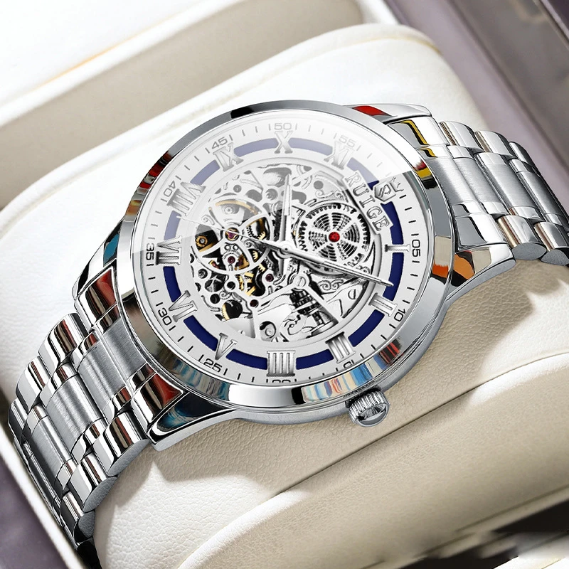 

Новый часовой механизм с полым циферблатом, полностью автоматические механические часы в деловом стиле, водонепроницаемые с подсветкой, мужской подарок.