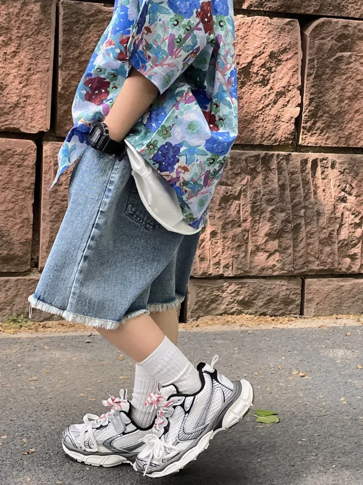 

Fashion Temperament New Denim Shorts Denim Fashion Lazy Harajuku Trend Summer Simple Children's Clothing