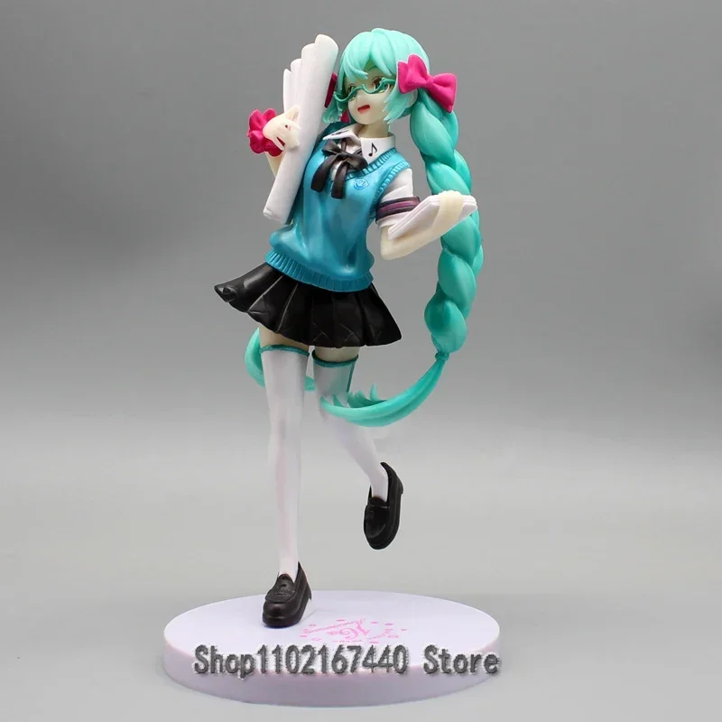 19ซม.อะนิเมะชุดนักเรียนMikuรูป16th Anniversary Figurine Kawaii Mikuตัวเลขของเล่นPVC PVCคอลเลกชันตุ๊กตาของขวัญวันเกิด