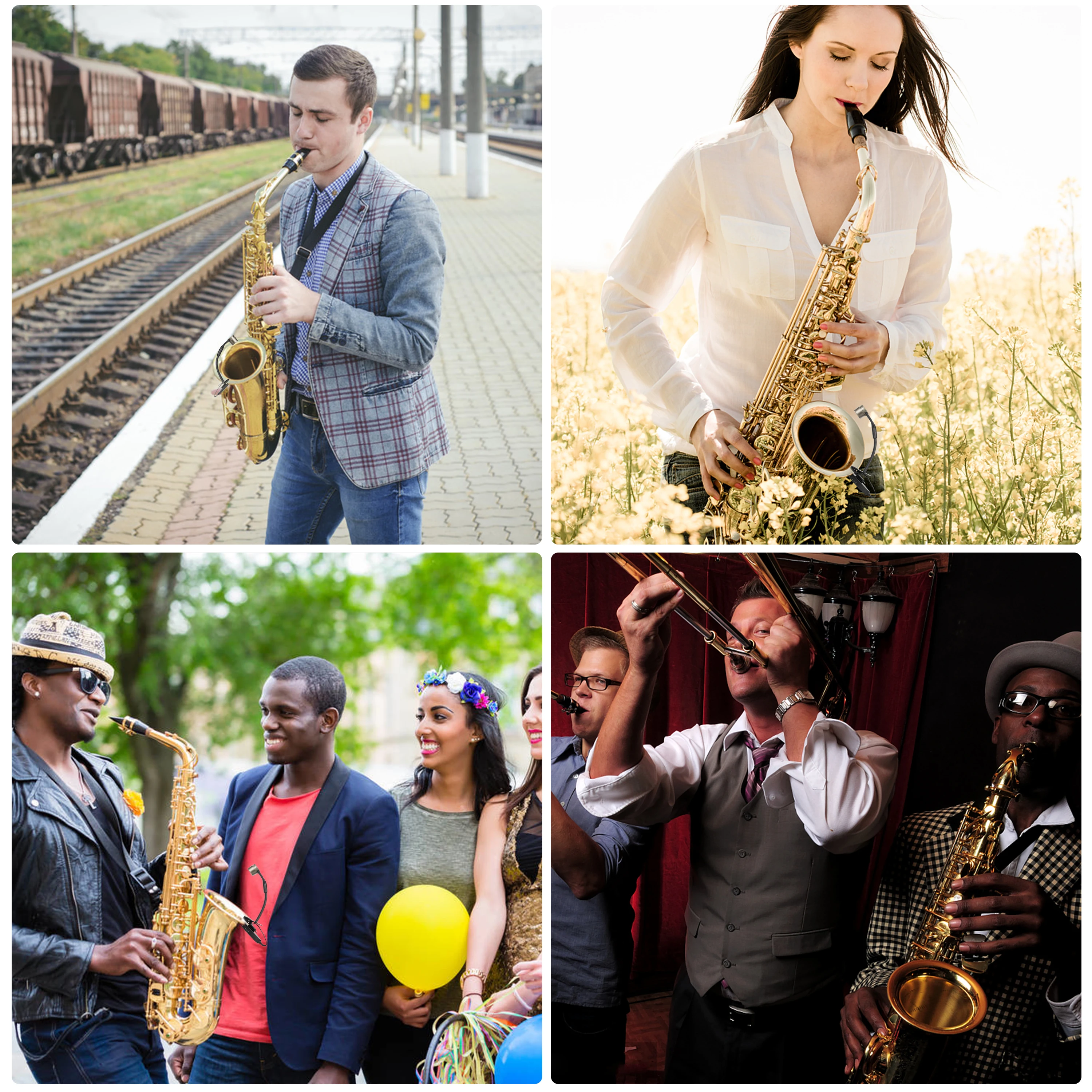 KIMAFUN 2.4G Compact Wireless Saxophone Microphone System Musical Instrument Mic for Saxophone,Trumpet,Tuba,French horn,Clarinet