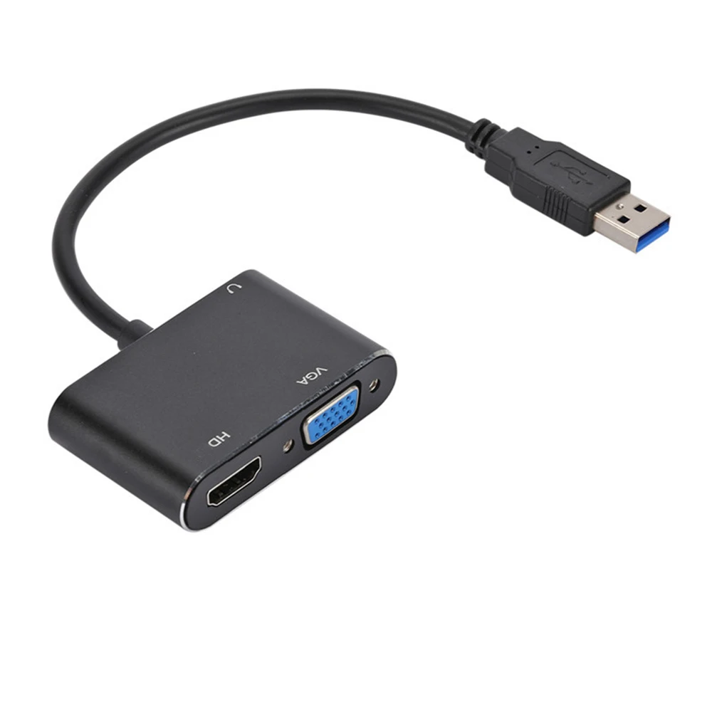 USB3.0 do HDMI-kompatybilny Adapter VGA 1920*1080P podwójne wyjście konwerter męski na żeński dla Mac OS Windows 7/8/10/11 Laptop PC