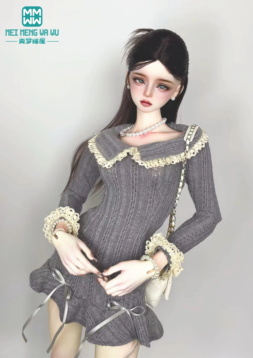 Fits 43-60cm 1/3 1/4 DD SD MSD Doll fashion knitted dress, available in pink blue gray black white
