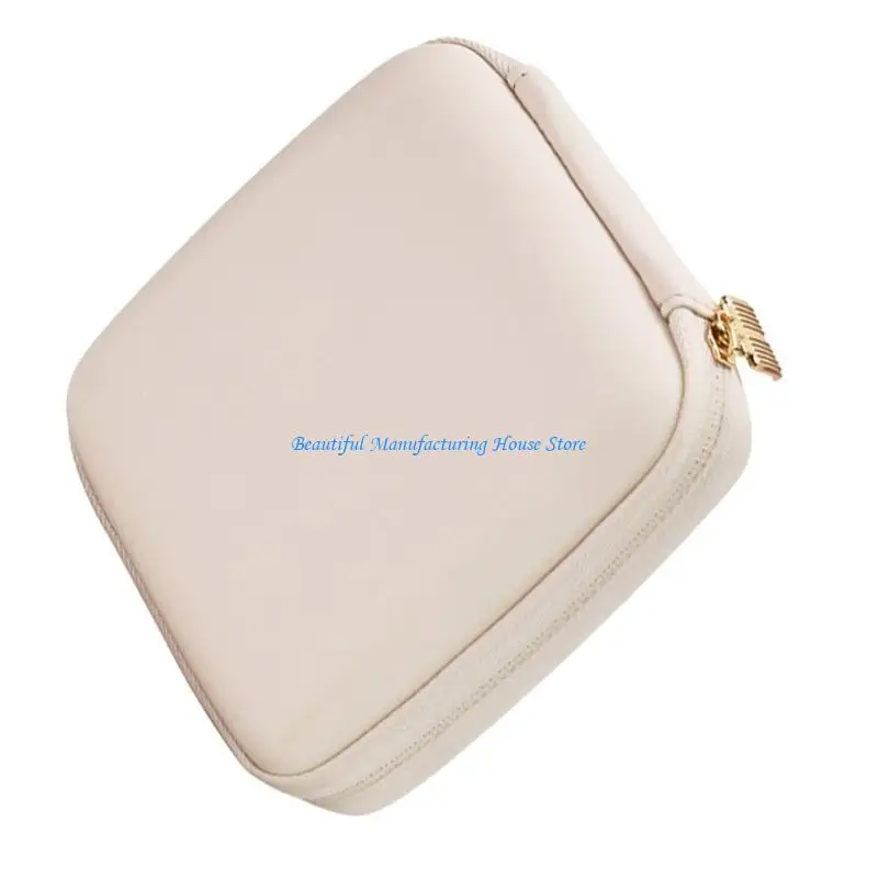 E56A حافظة مجوهرات جلدية أنيقة قابلة للحمل، صندوق عرض للأقراط مع شكل مربع لخواتم القلادة والسوار