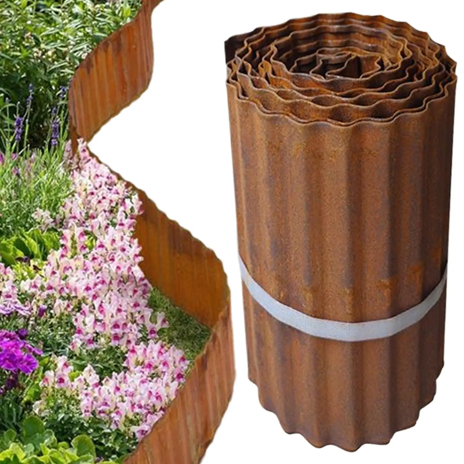 

Landscape Edging Lawn Edging 32.8 FT Corrugated Design Flexible Metal Fences for Wall Patio Driveway Gravel Pathway Playground