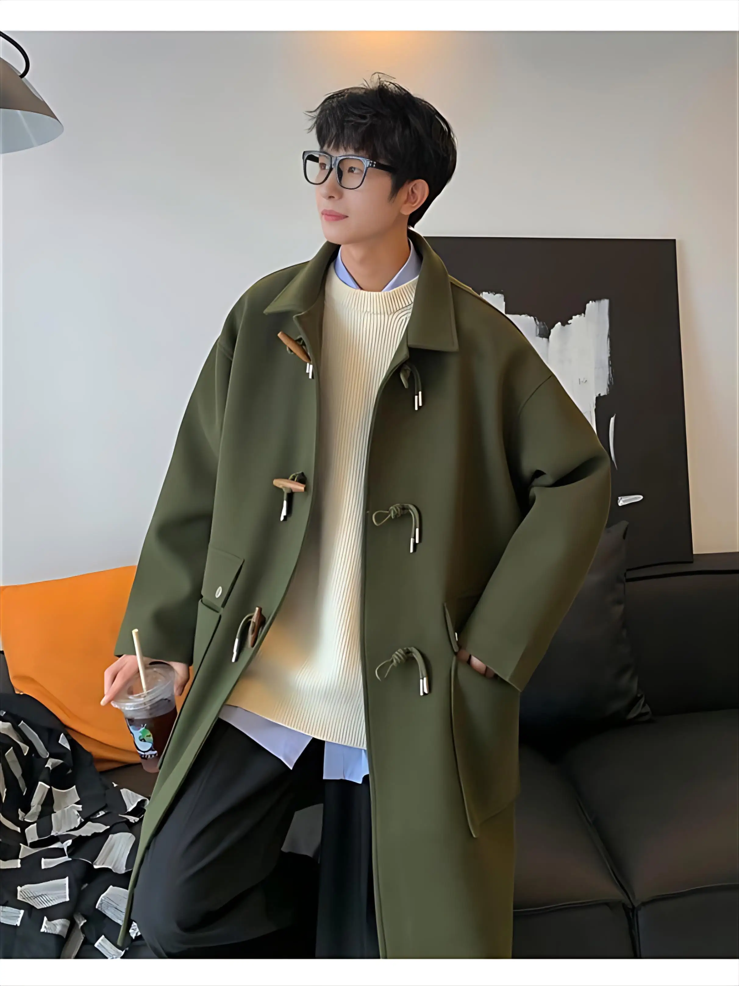 

Wool Blend Jacket Man Korean Mens Puffer Chunky Quilting Durable Soft-Shell Waterproof Cold-Proof Quilted Trendy Recreation Cool