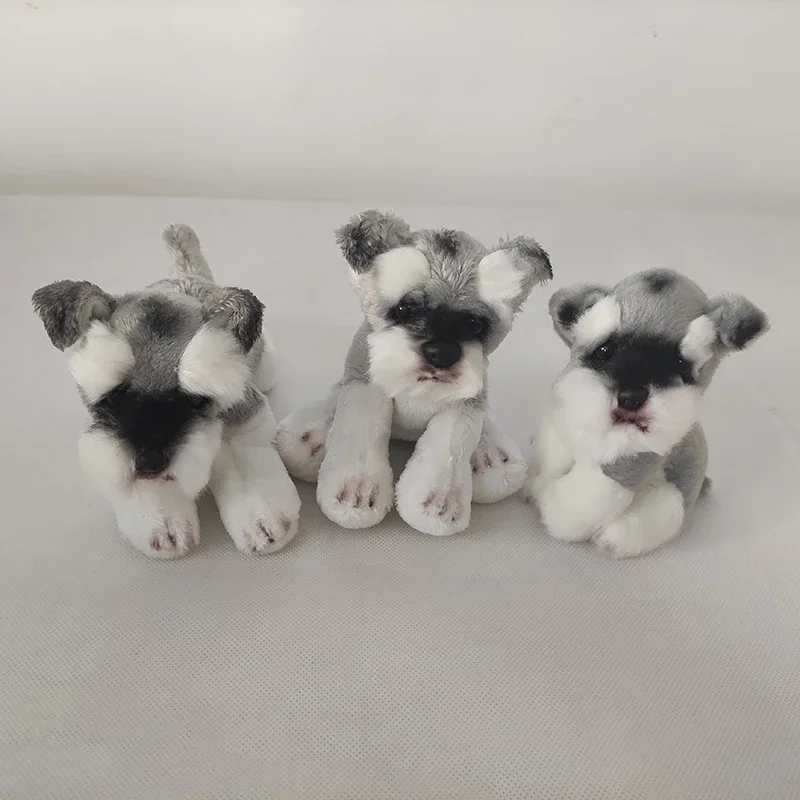 kawaii Schnauzer Dog Plush Toy Small Soft Simulation Kids Stuffed Animal Toys for Children Cute Photo Props Girls Birthday Gift
