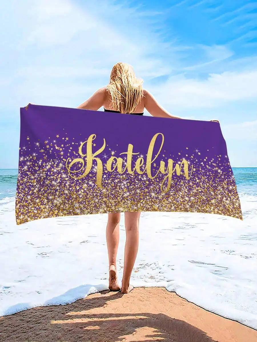 Personalisiertes Strandtuch mit Namen, personalisiertes, super saugfähiges Badetuch, leichtes und kompaktes Poolhandtuch, Sommer-Meer-Großhandel – Detail 5