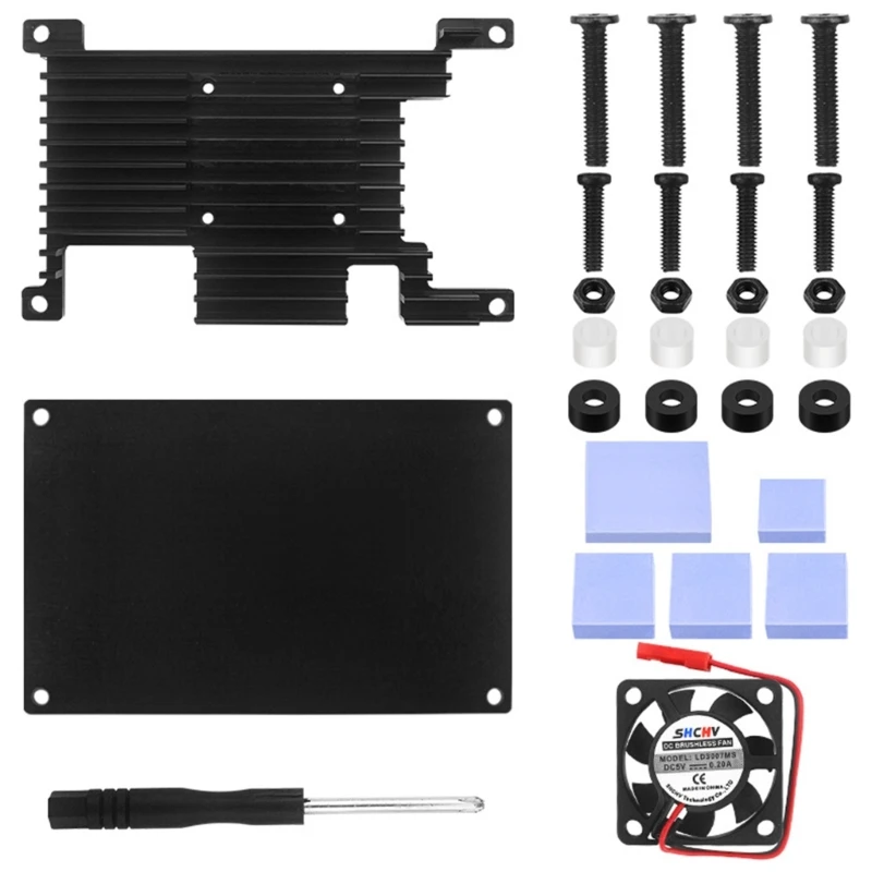 

896F For OrangePi 4 LTS Aluminum Case with Fan Heatsinks Active Passive Cooling Shell Box for OPI 4 LTS Development Board