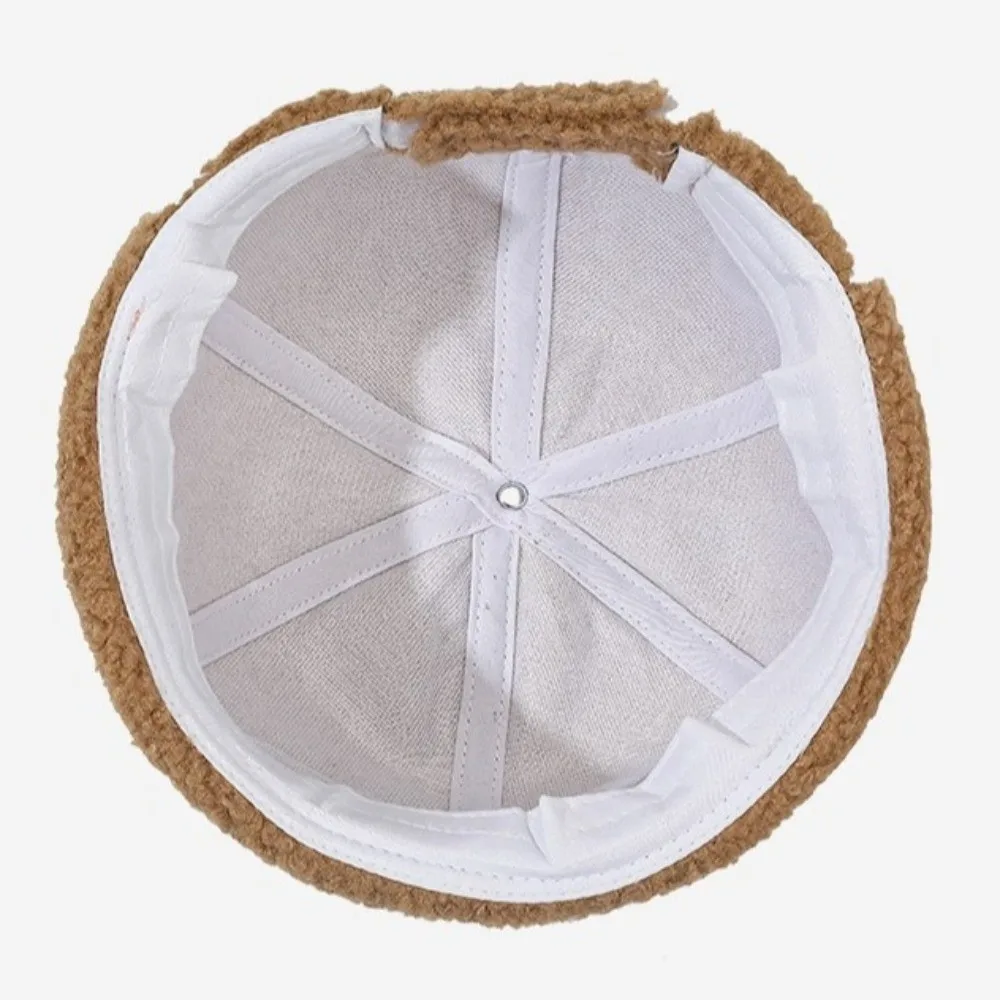 Simple Imitation Lambswool Landlord Cap Solid Color Rolled Edge Brimless Hat Docker Cap Winter