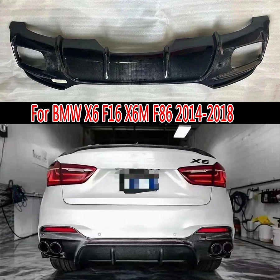 

For BMW X6 F16 X6M F86 2014-2018 Carbon Fiber Car Rear Bumper Diffuser Rear Splitters Spoiler Back lip Upgrade Car Accessories