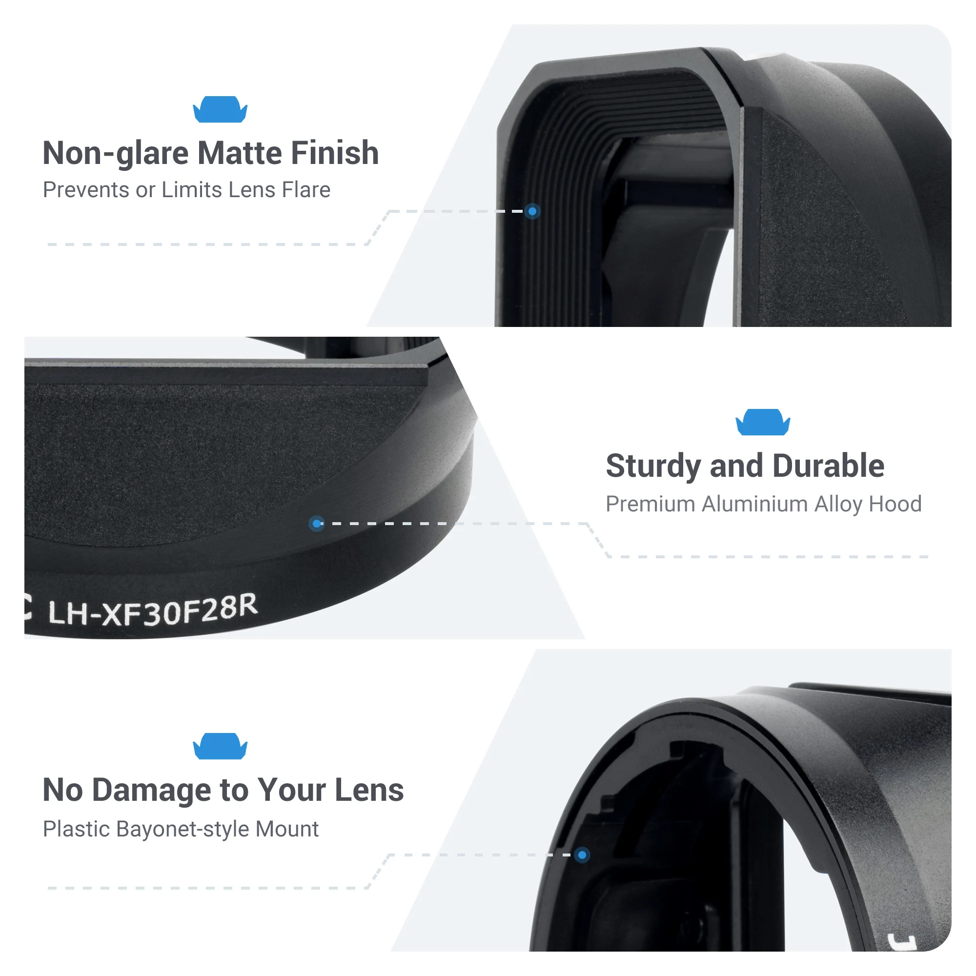 JJC شكل مربع عدسة معدنية هود ل Fujifilm XF 30 مللي متر F/2.8 R LM WR عدسة الماكرو ل XT5 XT4 XT3 XT30II XT30 XH2 XH2S XE4 XA7