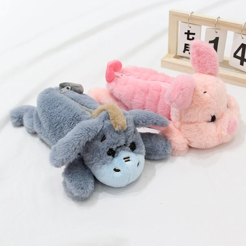 Cute Cartoon Picard Pig Eeyore Plush Toy Shaped Pencil Case Stationery Storage Bag Plush Pencil Pouch Creative Children's Gift