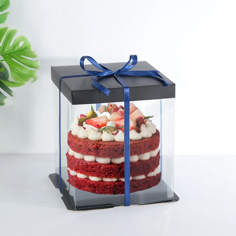 

1Pc Transparent Cake Box PVC Clear Rose Flower Bear Gift Packaging Boxes Wedding Valentine Day Birthday Party Cake Case