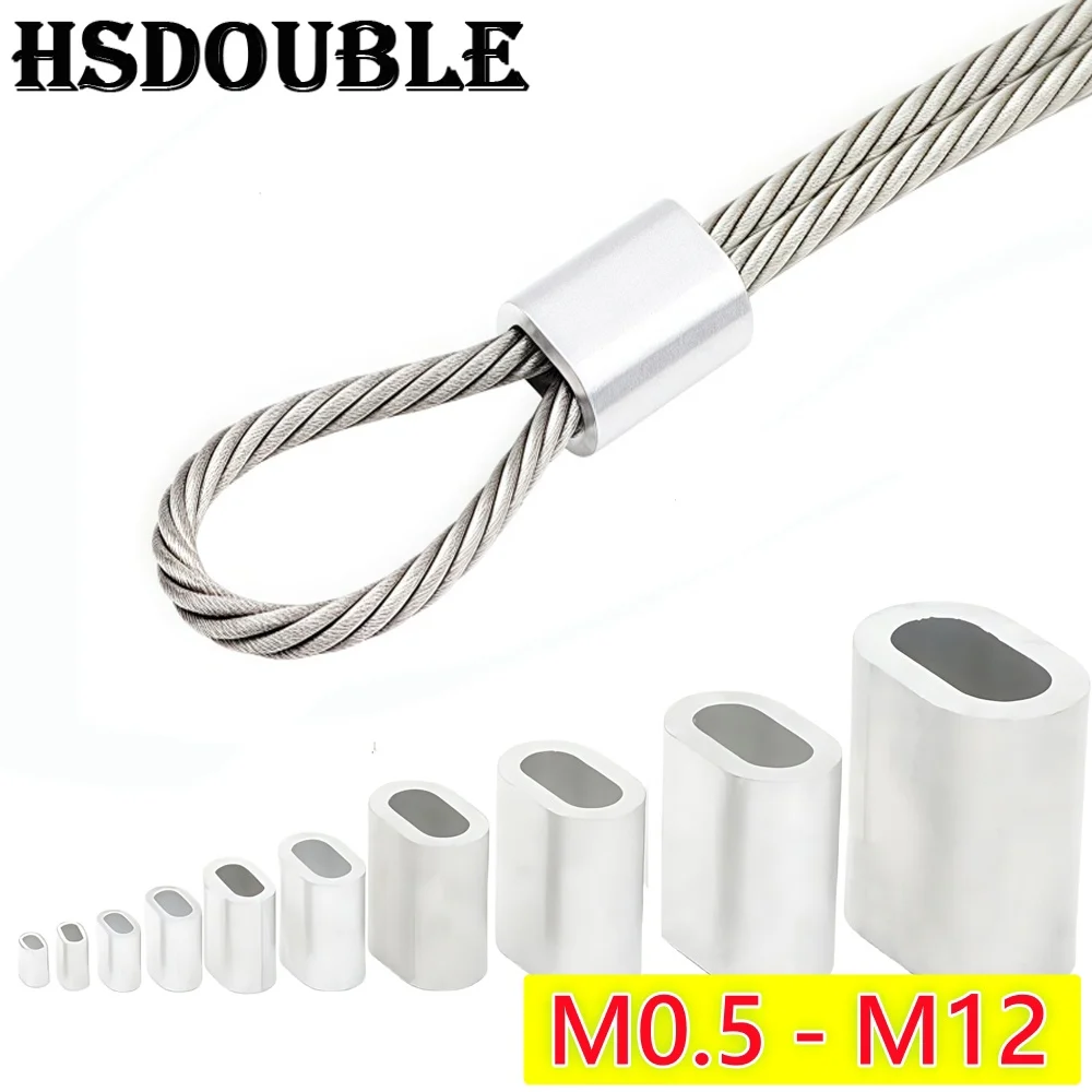 1-500 Uds. Manga de engarzado de cuerda de alambre ovalada M0.5 a M12 bloqueo de cable virolas de aluminio tapón accesorios de Hardware