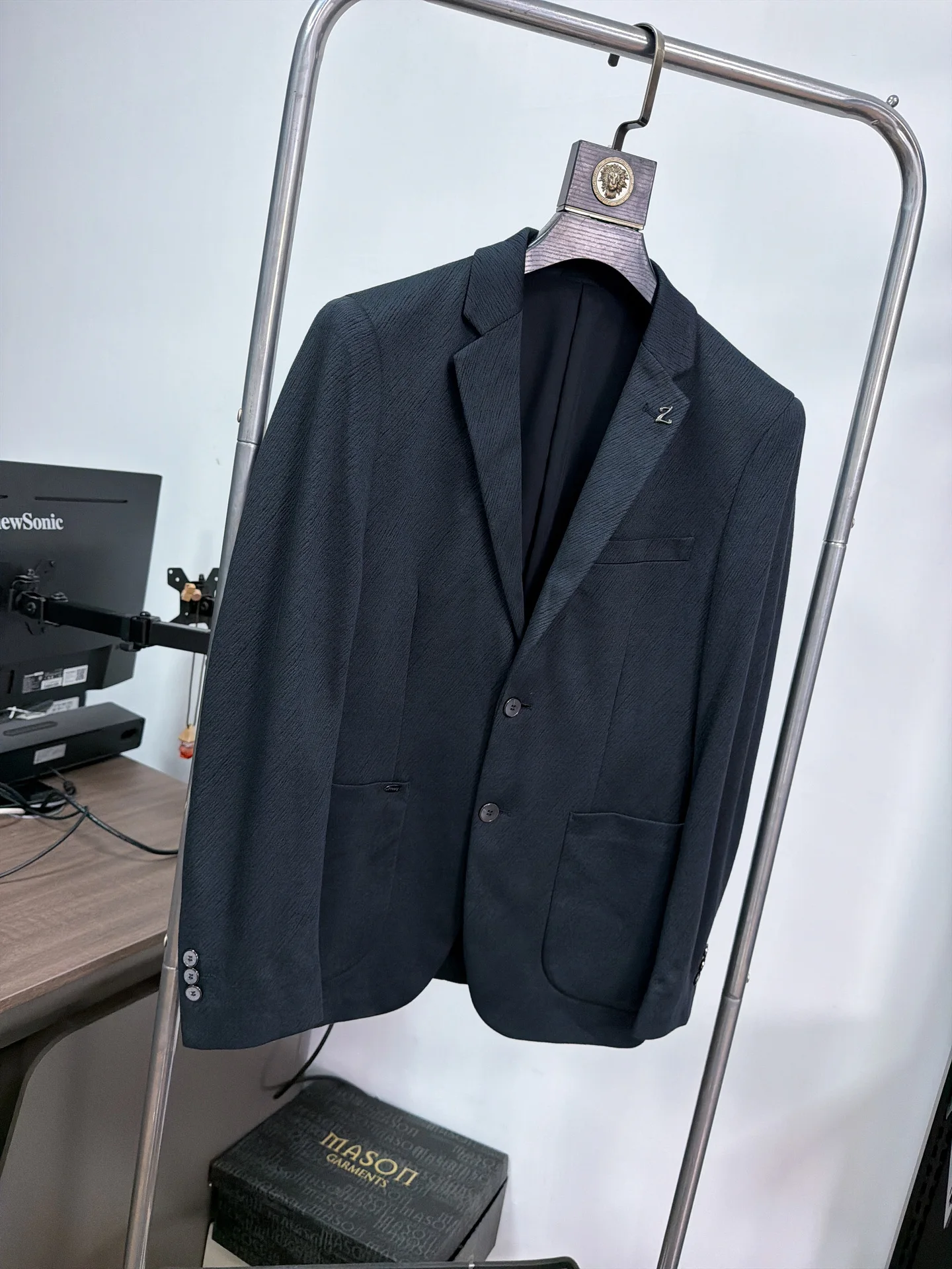 H-Home Men's Thickened Woolen Business Suit Jacket Autumn Winter Standard Fit Casual Single-breasted Long Sleeve Coat