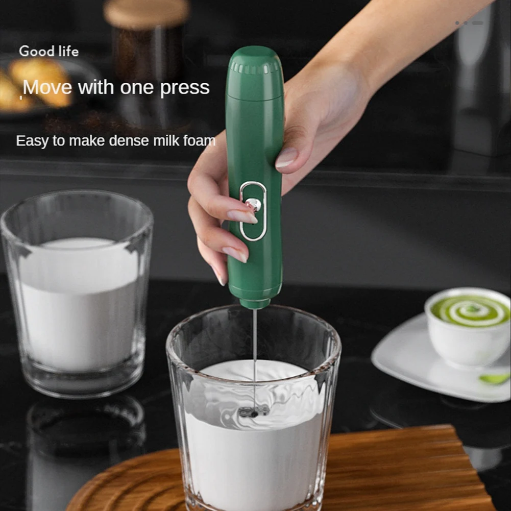 Handheld Leite Frother, Foam Maker, alimentado por pilhas, portátil, sem fio, espumador, batedor de ovos, Whisk Verde, Utensílios de cozinha