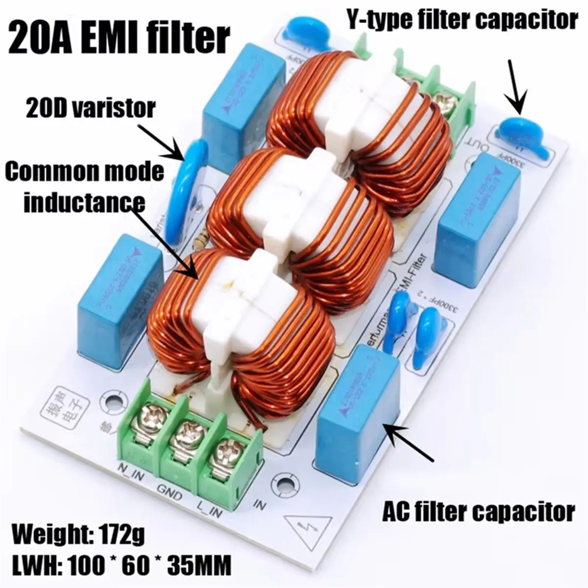 New AC 110V 220V EMC Filter Audio Power Supply Purifier Surge Overvoltage EMC Electromagnetic Interference 15A