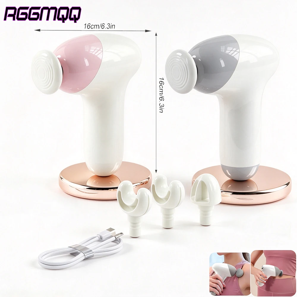 Massage Gun Powerful Fascial Gun Portable Deep Tissue Percussion Muscle Back Head Massager for Work,4 Heads Rechargeable Small