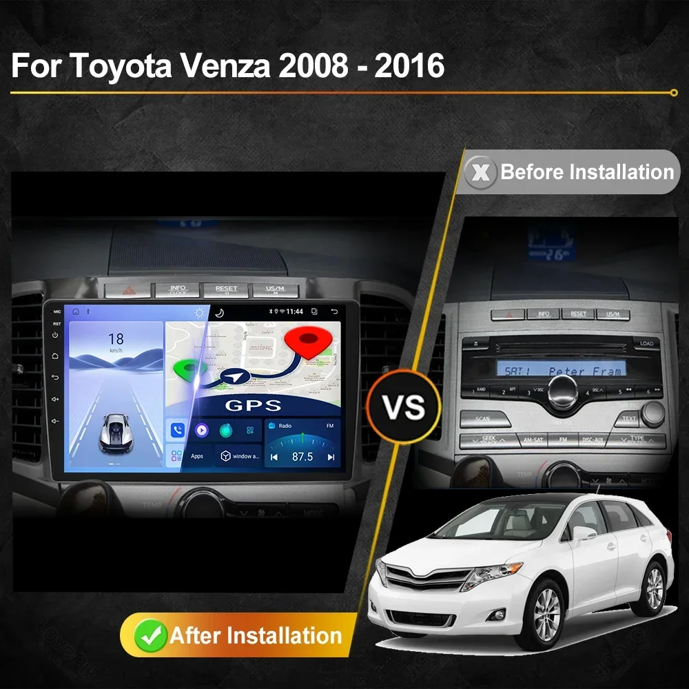 For Toyota Venza 2008 - 2016 Car Radio Android Automotive Multimedia Player Navigation GPS Carplay QLED Touch Screen Auto Stereo