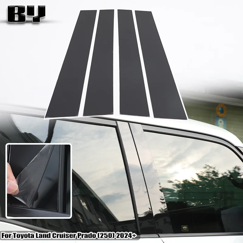 

Для Toyota Land Cruiser Prado 250 250 LC250 2024 + ПК, черное окно автомобиля, центральная стойка, наклейка на отделку автомобильных аксессуаров