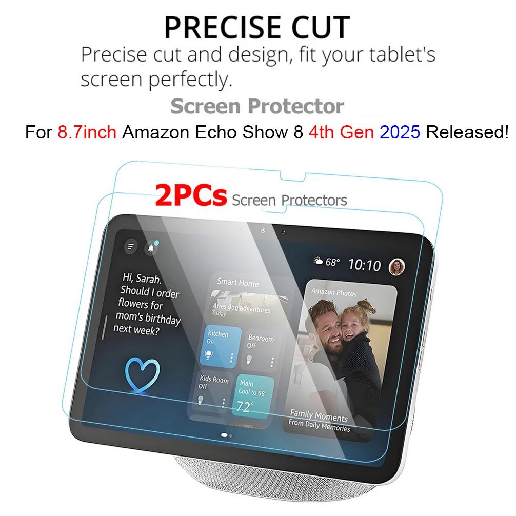 Screen Protector for Amazon Echo Show 8 4th Gen 2025 Released Clear Tempered Glass for 8.7inch Echo Show 8 4th Gen Newest Model