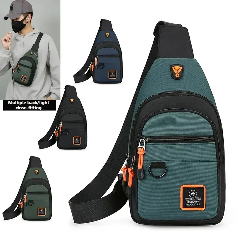 Stylish Casual Men's Waist Packs Male Chest Bag Fashion Men's Chest Bag Handbag Lightweight Oxford Fabric Crossbody Shoulder Bag