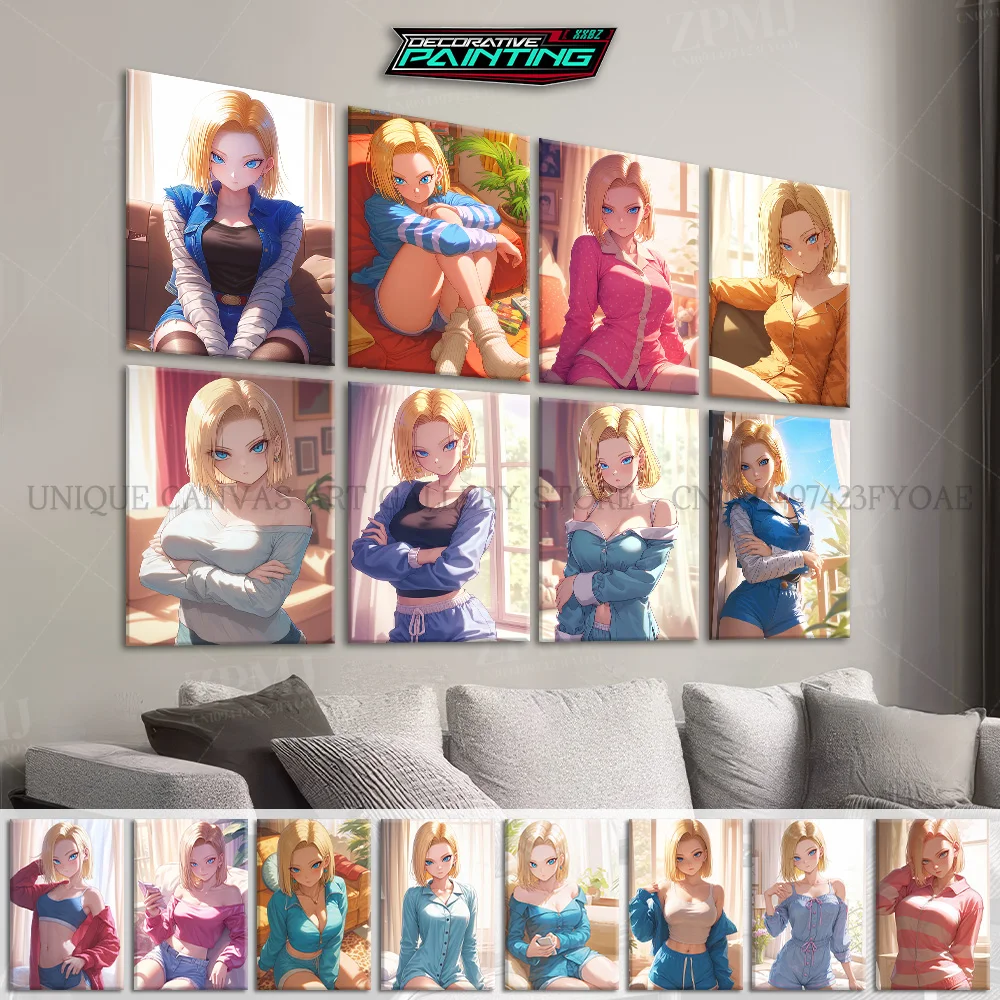 

Japanese Anime Dragon Ball Android 18 Home Decoration Painting Wall Art HD Print Modern Poster Canvas Picture No Frame For Gift