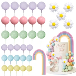 1 Set Daisy Cake Decoration Purple Pink Rainbow Cake Topper Colorful Cake Balls Baby Shower Girls 1st Birthday Party Supplies
