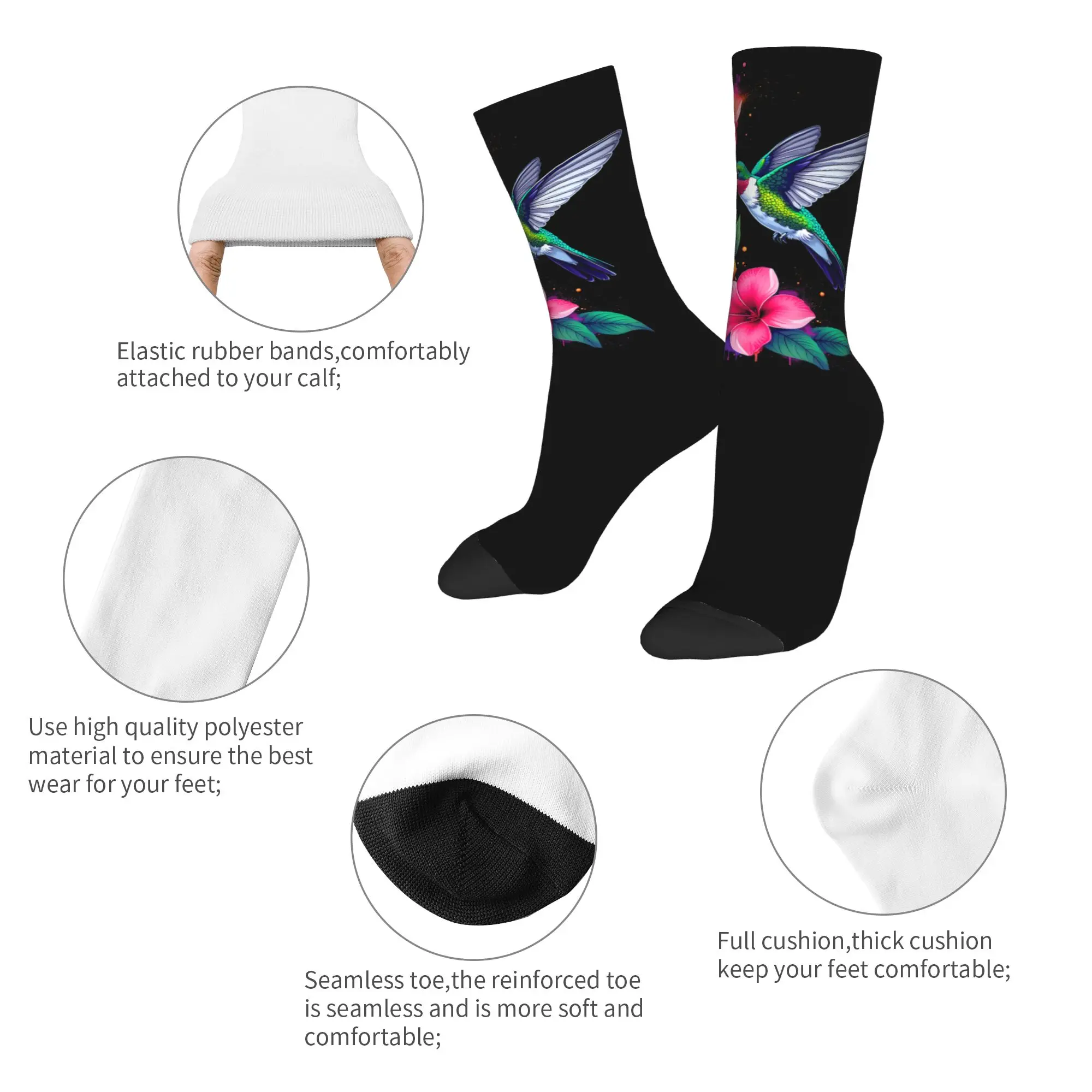 Hummingbird Animal Lover Art Tropical Bird Socks Men Women Socks Harajuku Spring Summer Autumn Winter Middle Tube Socks Gifts