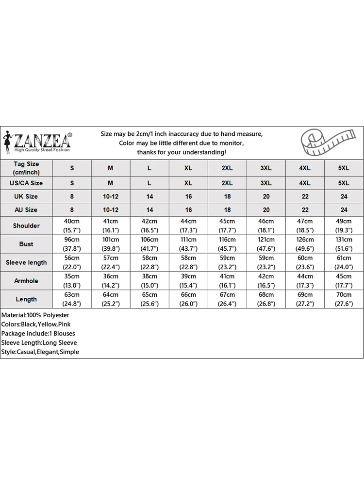 2024 ZANZEA 한국 프릴 스티치 셔츠, 캐주얼 루즈 블라우스, 긴 소매 랜턴 상의, 패션 라펠 칼라, 솔리드 튜닉