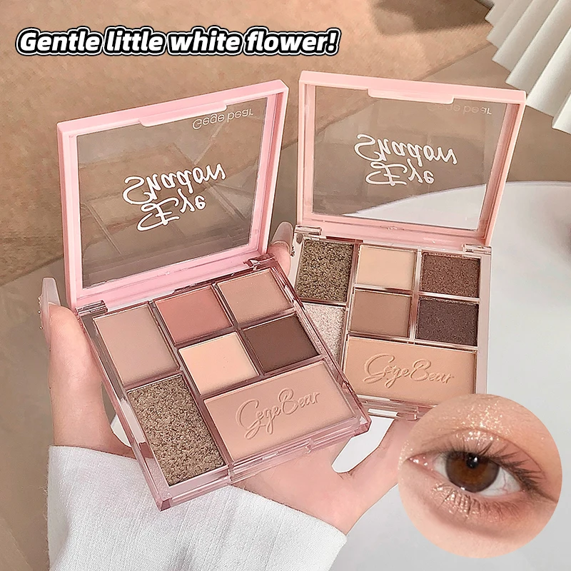 Gege Bear Siebenfarbiges Fun-Kombinationsset. Niedrig verwendbare, matte, nicht blendfreie Lidschattenpalette mit feinem Glitzer für Anfänger