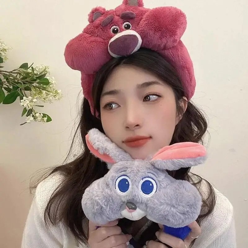 

Kawaii Zootopia 2 Anime Hobby Judy Hopps Pooh Bear Lotso Cartoon Plush Women's Headband Lazy Home Headwear Birthday Gift