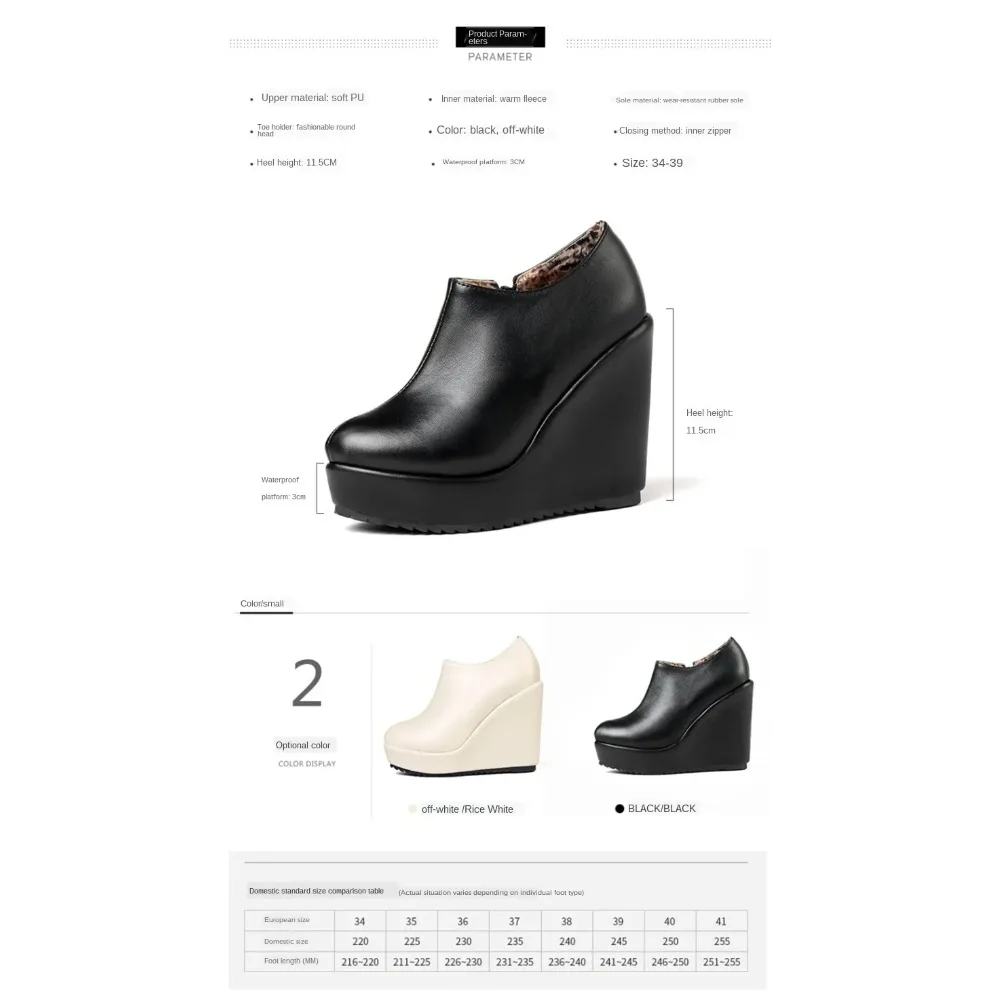BLXQPYT New Spring Autumn winter Big Size 32-43 Ankle Boots Women short Boots Wedges super high hells 11cm ladies shoes C8-61