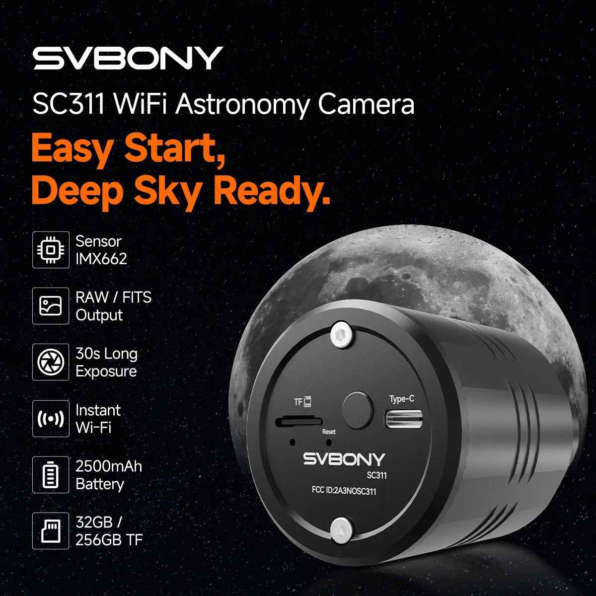 SVBONY SC311pro wireless WiFi electronic eyepiece 1.25-inch astronomical telescope lossless photography EAA