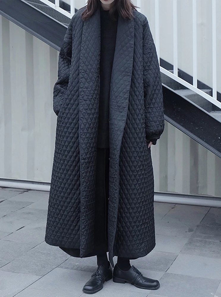 

Женское зимнее пальто Bla Diamond Pattern с узором, европейский дизайн, утепленное хлопковое пальто-пуховик, верхняя одежда для женщин