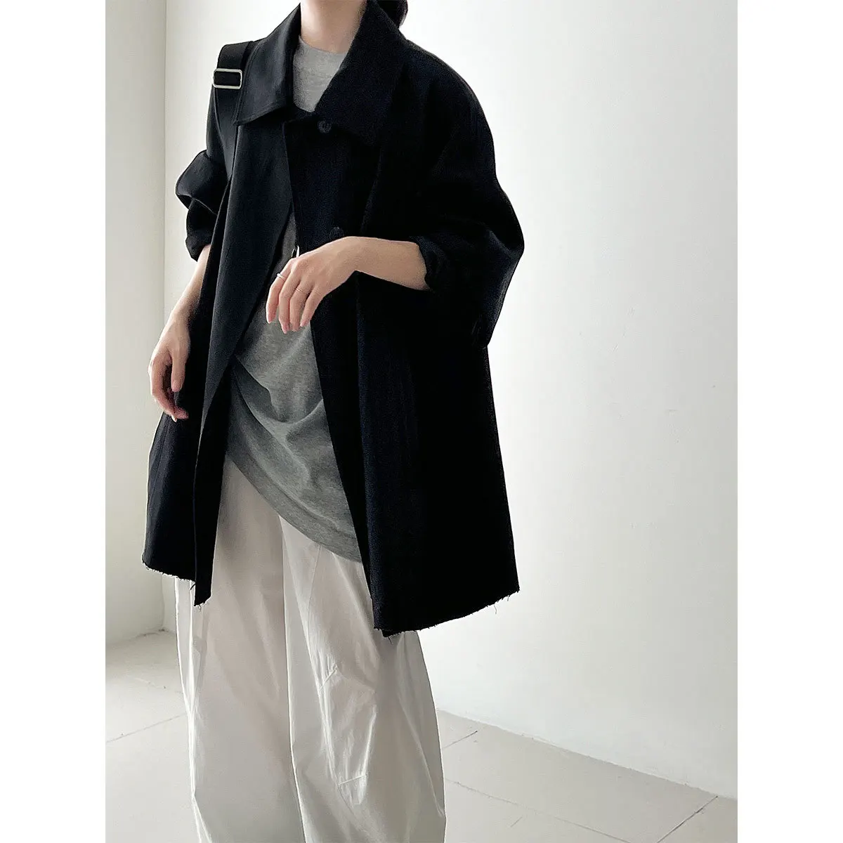 SuperAen Koreanischen Stil Lose Vintage Casual Polo Kragen Jacke für frauen Herbst Neue Einreiher Trenchcoats