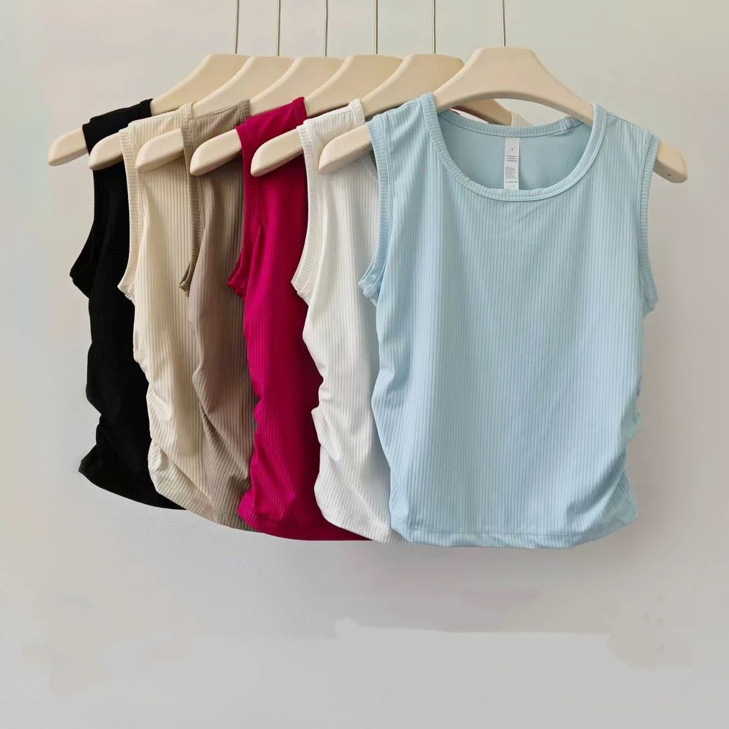 Damen Schlankmachendes Ärmelloses Yoga-Top Schnelltrocknendes Pilates Fitness-Training Sportbekleidung Top - T-Shirt im „Naked-Style“ – Detail 1