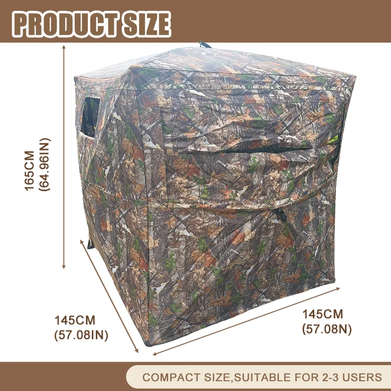 360 Camo Pop Up Hunting Blind Half Open Door Easy Fold One Way Sight for Wildlife Photography Deer Hunting