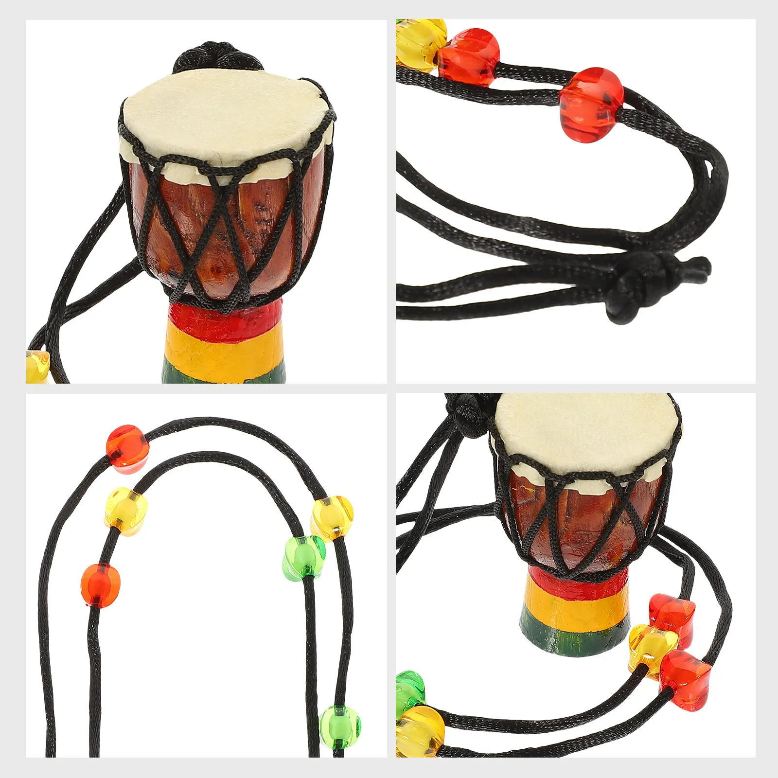 Handmade Solid Wood African Mini Drum with Metal Rings Tuning Loops Traditional Percussion Home Decoration Music Lover Gift