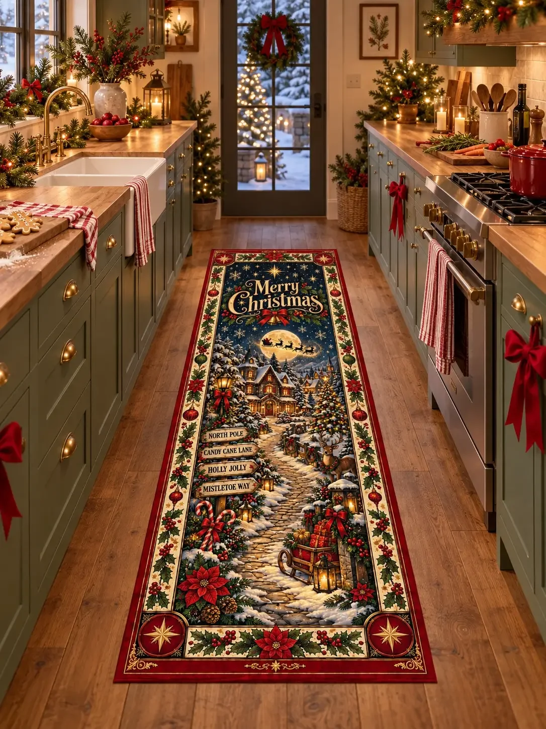 Christmas Tartan Holiday Plaid Long Carpet Runner Rug Hallway Passage Entryway Kitchen Laundry Balcony Living Room Aisle Foyer Corridor Doorway Floor Mat Washable Home Decor Thanksgiving Christmas Anniversary Party Housewarming Holiday Gift