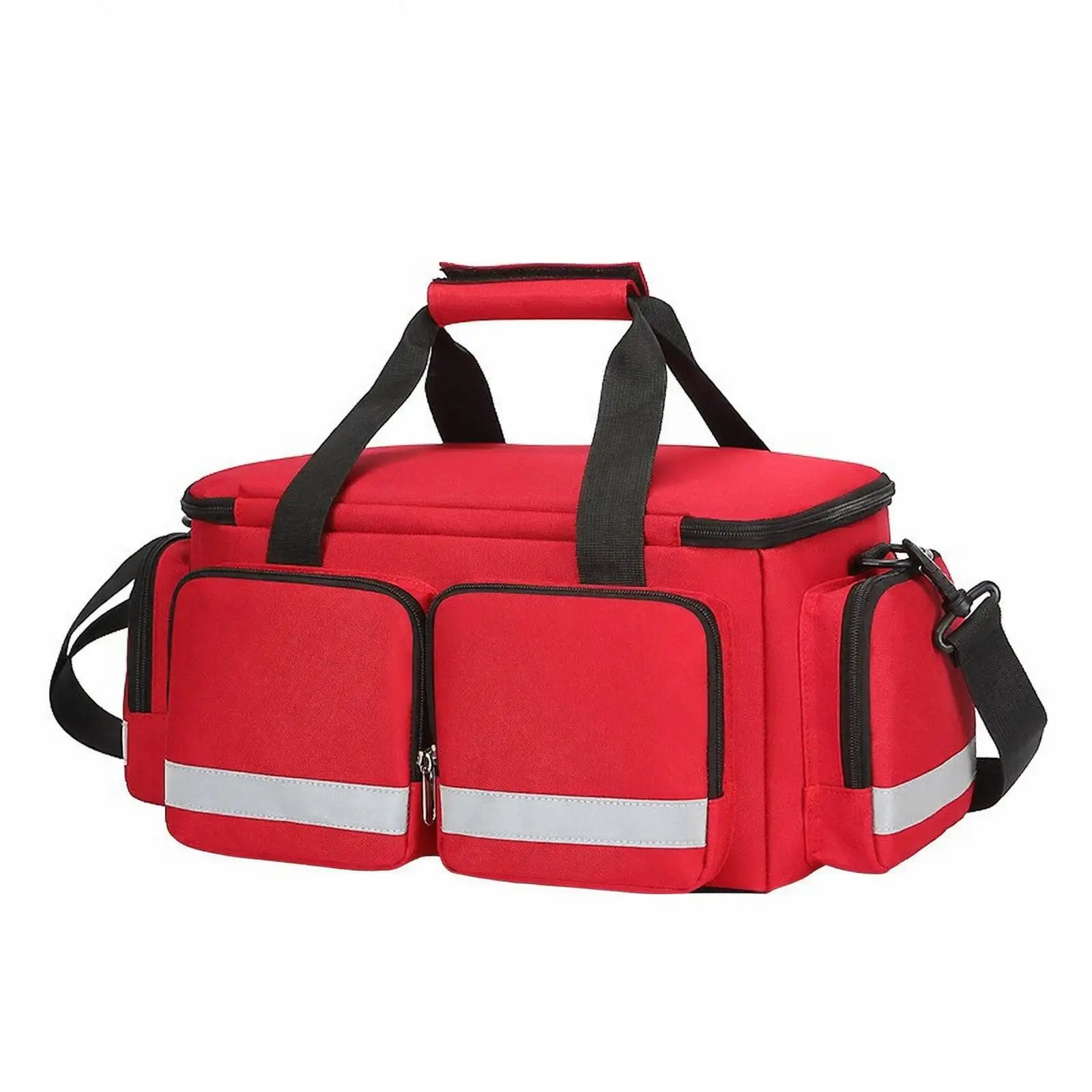 Water Resistant Oxford Cloth First Aid Pouch Medical Organizer Bag with Reflective Trim for Camping Vehicle Emergency Kit