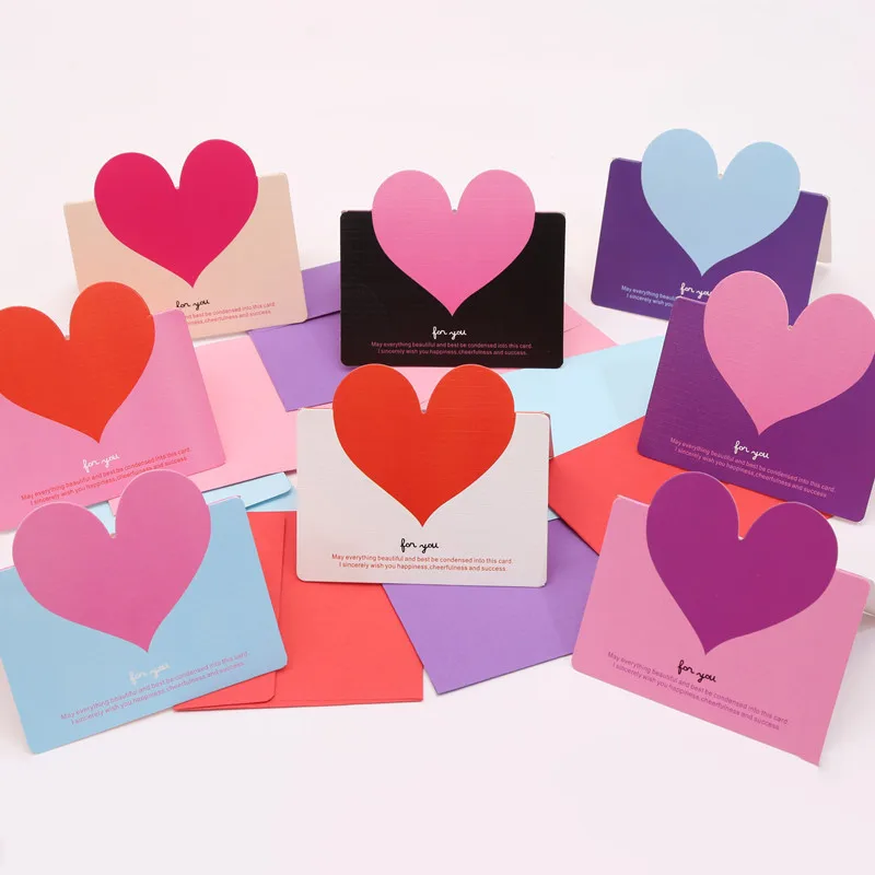 10pcs Foldable Love Heart Greeting Cards for Valentine’s Day Christmas Weddings Birthdays