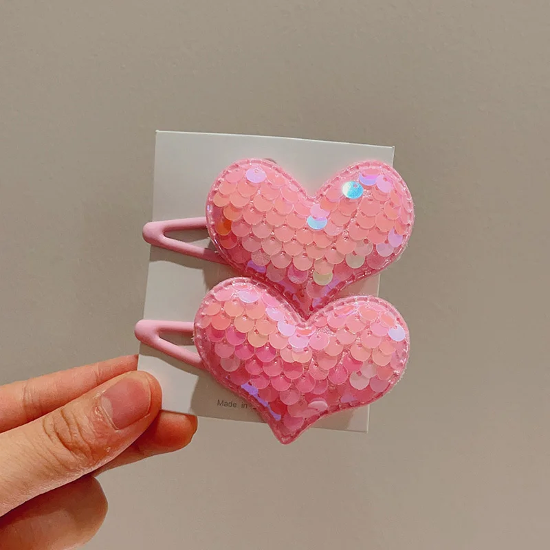 2PCS New Cute Princess Scaly Heart Girls Hairpins Children Headwear Hairgrip Hair Clips Barrettes Hair Accessories