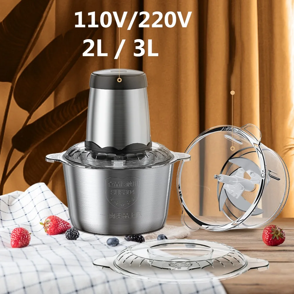 2L 3L Electric Meat Grinder 220V 110V Stainless Steel Meat Mincer Kitchen Mixer Blender Machine Chopper Food Processors EU plug