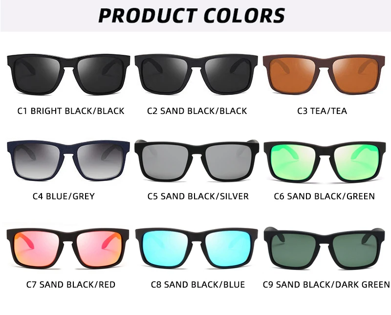 Klassische Fashion Square Polarisierte Sonnenbrille Männer Vintage Kunststoff Männliche Sonnenbrille Frauen Stilvolle Schwarz Outdoor Sport Shades UV400 – Detail 5