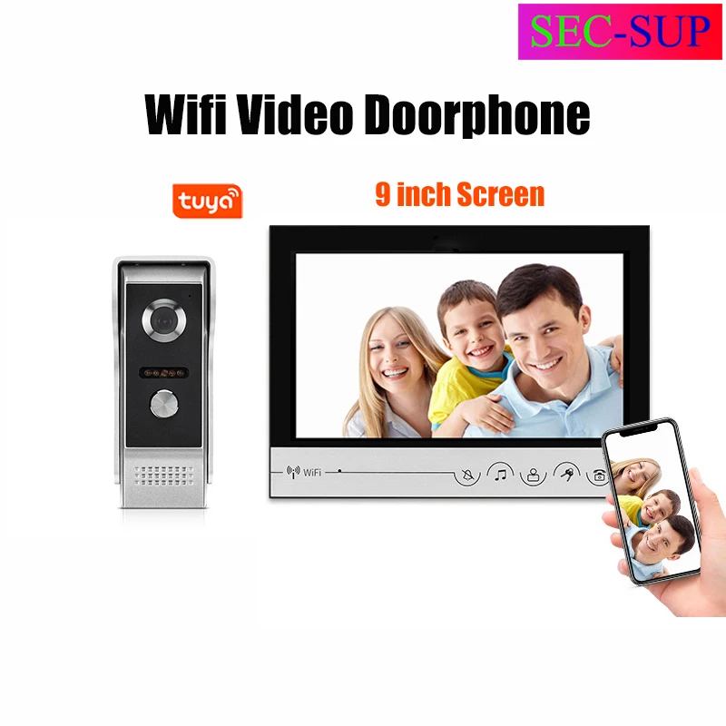 

Wifi Video Doorbell 9 Inch Screen Tuya APP Connect With Mobile Phones Remote Intercom And Weather Proof Doorphone