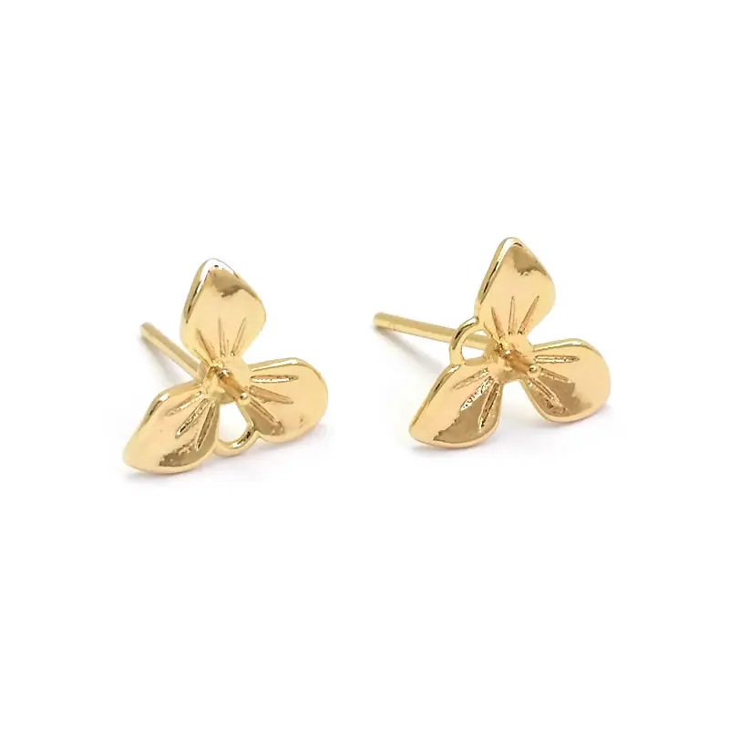 18K Gold Color Brass Flower Stud Earrings Pins Earrings High Quality Women's Earrings Diy Jewelry Accessories Making view 6