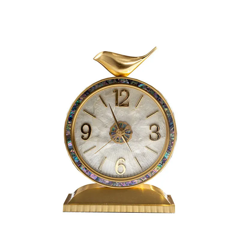 Creative light luxury pendulum desktop shell clock, new American retro ornament European clock