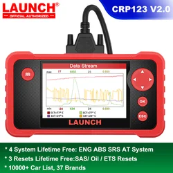 LAUNCH CRP123 V2.0 OBD2 Scanner ENG ABS SRS AT System Car Diagnostic Tools SAS OIL ETS Resets  Lifetime Free Update OBD Scanner