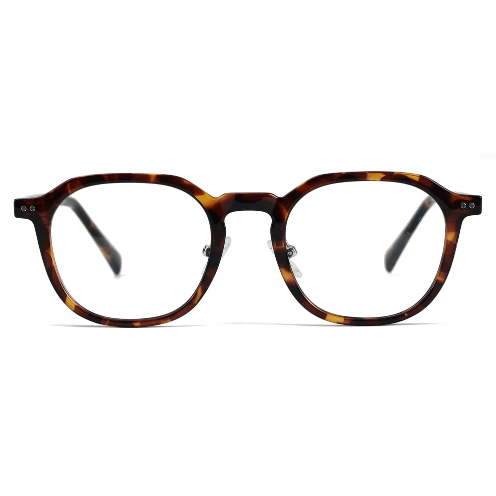 Kachawoo Female Anti Blue Light Glasses Fashion Style TR90 Frame Acetate Square Glasses Frame Male Decoration Leopard Black